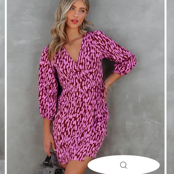 VICI | Purple Printed Wrap Dress - Picture 1 of 5